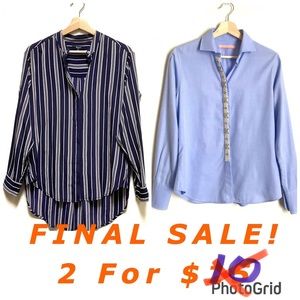 Madewell Vilagallo Silk Cotton Blue Button Down Shirts Women EUC S